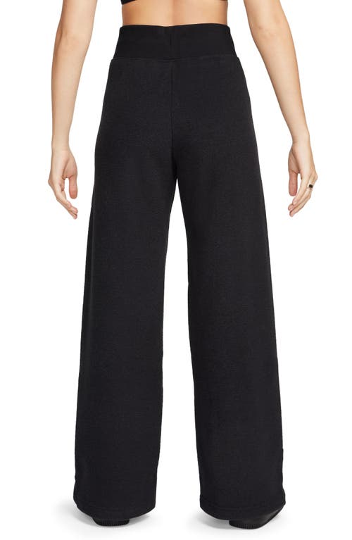 Shop Nike Sportswear Phoenix Plush High Waist Wide Leg Fleece Pants In Black/sail