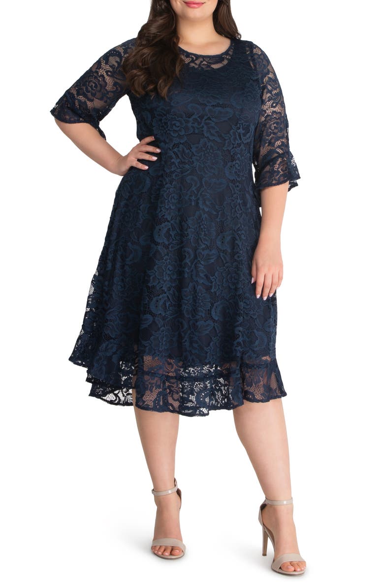 KIYONNA Livi Lace Cocktail Dress, Main, color, NAVY BLUE