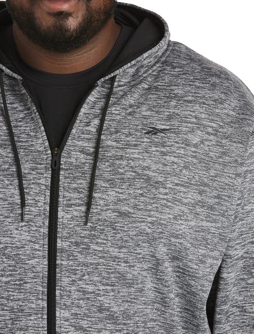 Shop Reebok Performance Fleece Full-zip Hoodie In Pitch Gry Hthr