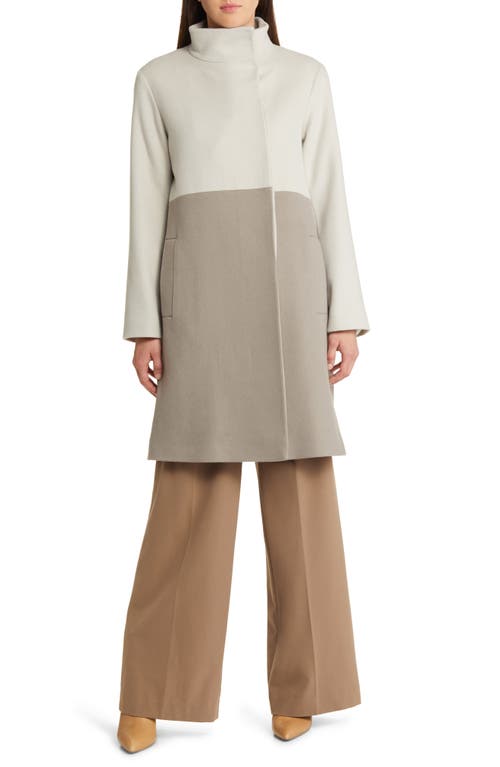 Harper Colorblock Wool Coat in Fawn/Taupe