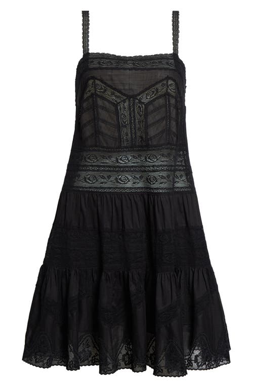 Shop Zimmermann Halliday Tiered Lace Trim Shift Dress In Black