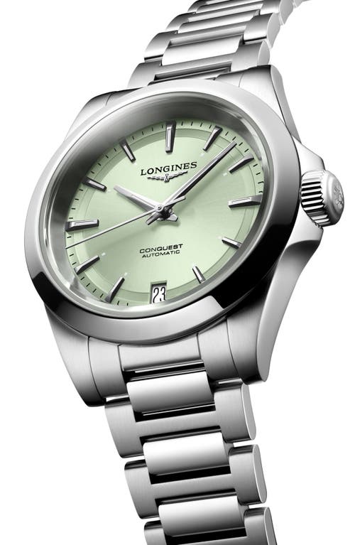 Longines Women's Swiss Automatic Conquest Stainless Steel Bracelet Watch 34mm In Green