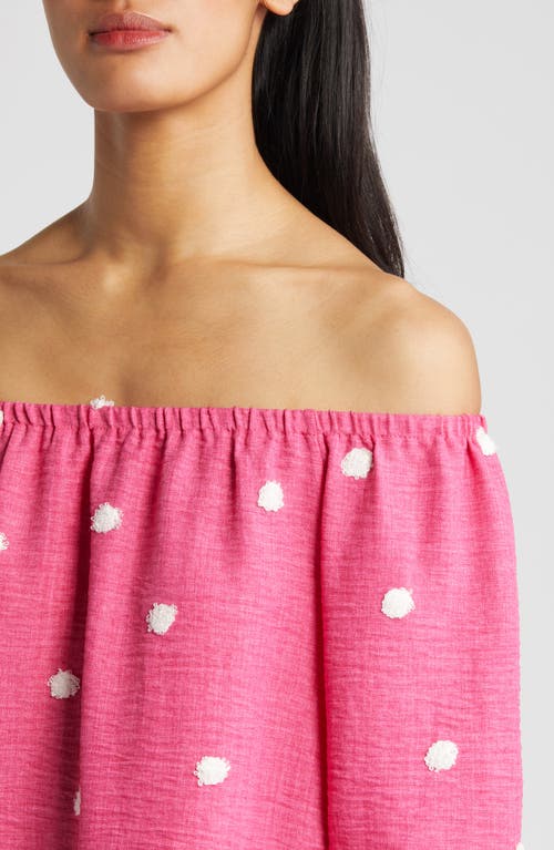 Loveappella Off The Shoulder Top In Fuchsia