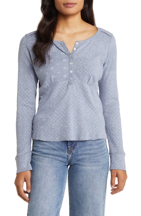 LUCKY BRAND WOMENS Shirt L Gray Stars Henley Thermal Top Pullover Tee L/S  NWT $53.47 - PicClick AU