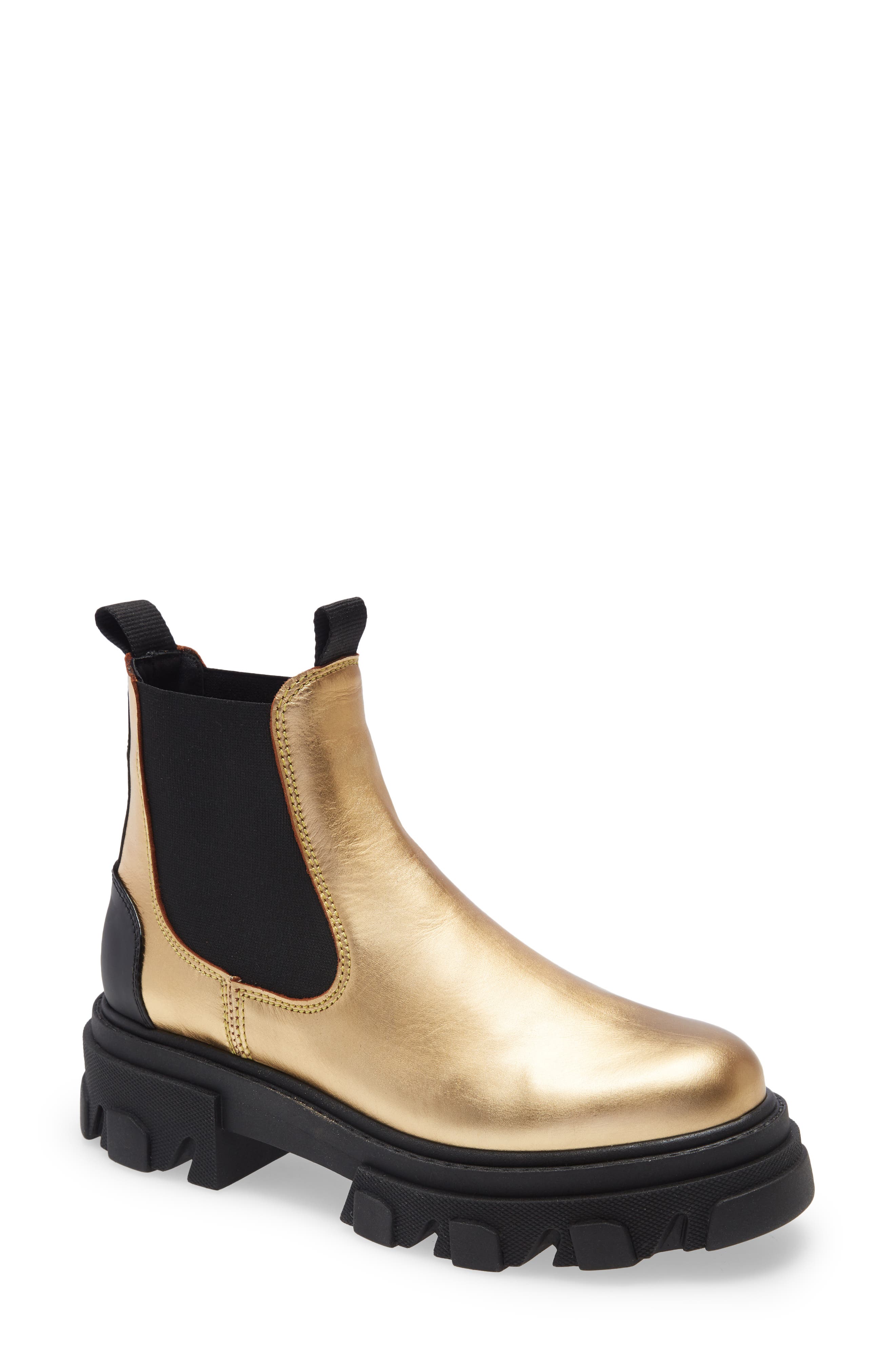 ganni gold boots