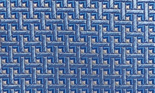 David Donahue Geometric Pattern Silk Tie In Sky