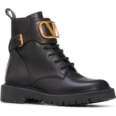 Valentino Garavani Go Logo Combat Boot, Black