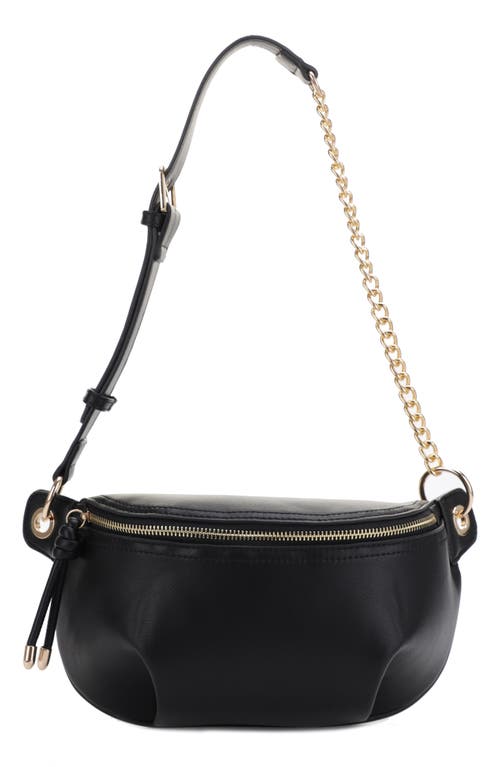 Evelyn Vegan Leather Belt Bag in Black
