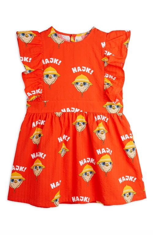 Mini Rodini Kids' Hike Ruffle Organic Cotton Dress Red at Nordstrom,