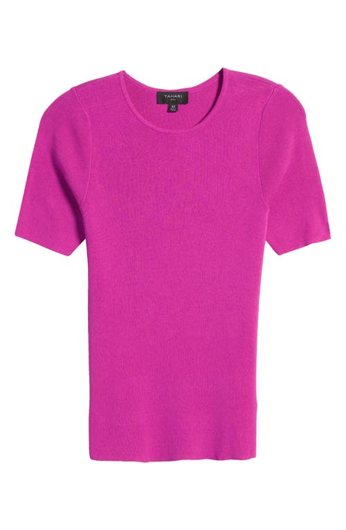 Shop Tahari Asl Short Sleeve Sweater In Shocking Pink