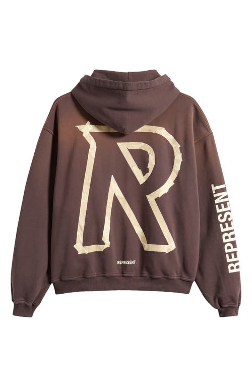 Shop Represent Masking Tape Initial Zip-up Cotton Hoodie In Cedar