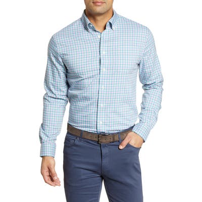 Johnnie-O Finnigan Prep-Performance Plaid Button-Down Shirt, Green