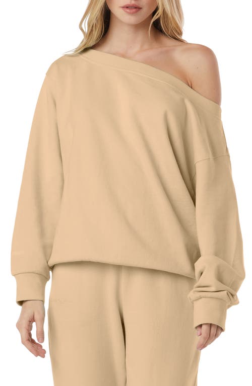 Favorite Daughter Relaxed One-Shoulder Pullover in Tan