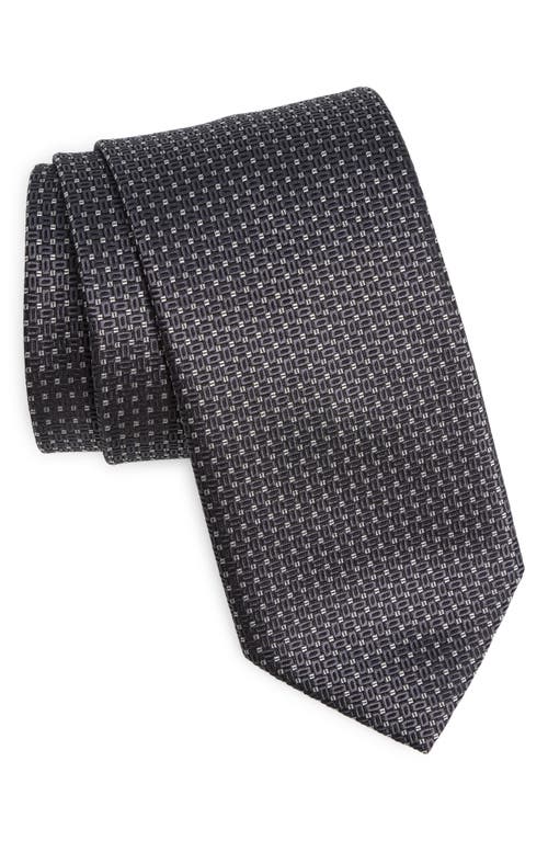 Canali Geometric Pattern Silk X-long Tie In Dark Grey