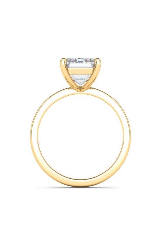 Hautecarat 18k White Gold Emerald Cut Lab Created Diamond Engagement Ring In 18k Yellow Gold