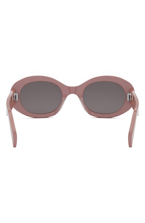Shop Celine Triomphe 52mm Oval Sunglasses In Shiny Pink/smoke
