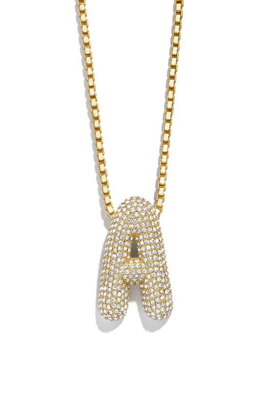 Shop Baublebar Pavé Crystal Bubble Initial Pendant Necklace In Gold A