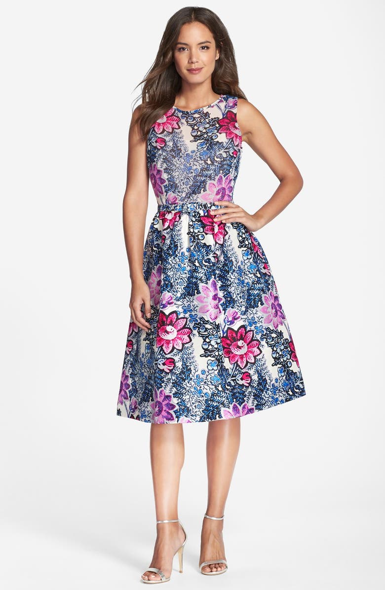 Taylor Dresses Floral Print Sleeveless Midi Dress | Nordstrom
