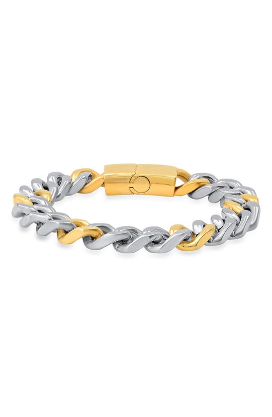 Hmy Jewelry Two-tone Stainless Steel Curb Chain Bracelet In Two Tone