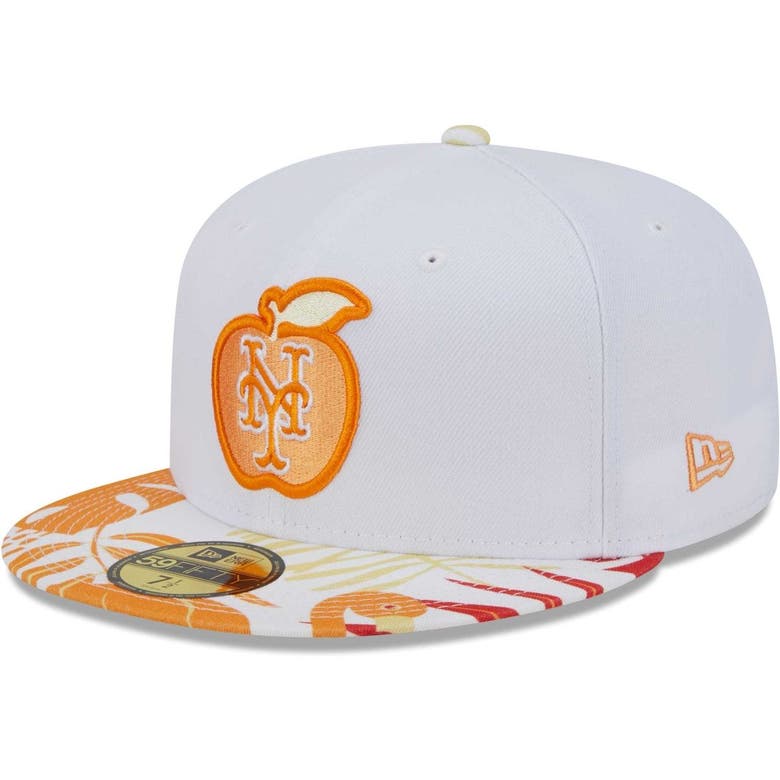 New York Mets New Era Flamingo 59FIFTY Fitted Hat - White/Orange