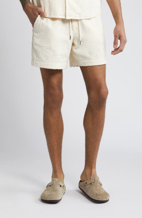 Golconda Jacquard Terry Cloth Shorts in Off White