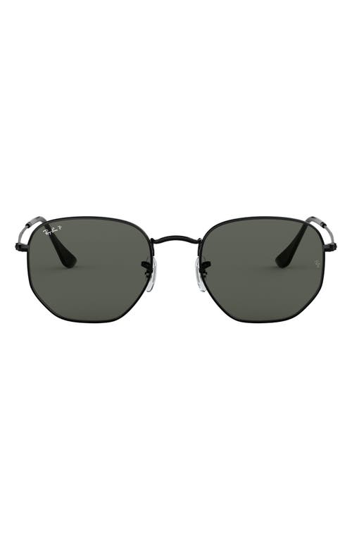 Ray-Ban 54mm Polarized Square Sunglasses in Black/Green at Nordstrom