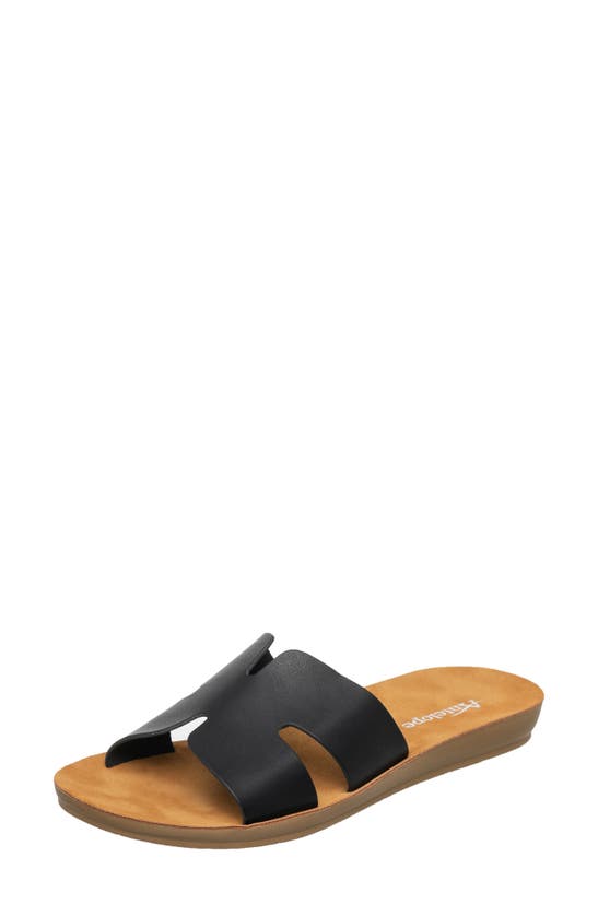Shop Antelope Bliss Corner Slide Sandal In Black Faux Leather