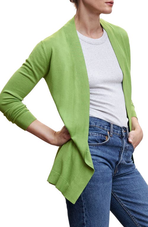MANGO Open Front Longline Cardigan in Green at Nordstrom, Size Xx-Small