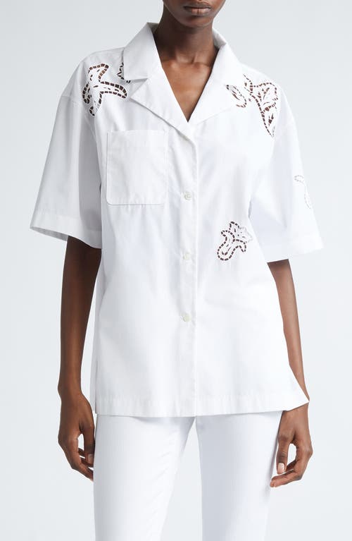 Versace Baroque Cotton Camp Shirt 1W000-Optical White at Nordstrom, Us