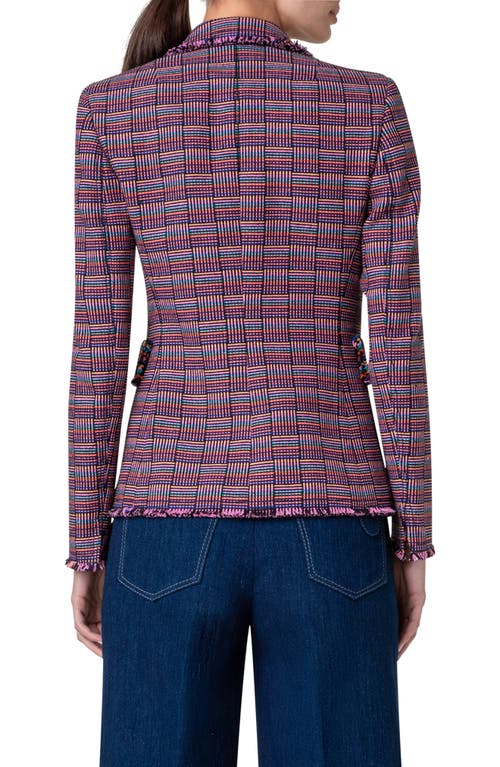 Akris Punto Fringe Tweed Blazer In Purple Multicolor