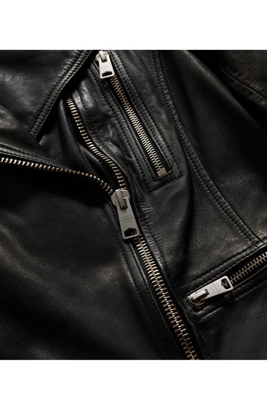 Shop Allsaints Cargo Distressed Leather Biker Jacket In Black/ Grey
