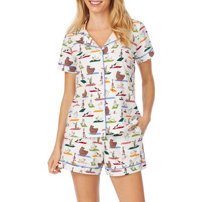 Bedhead Pajamas Zen At The Zoo Classic Shorts Pajamas, Ivory