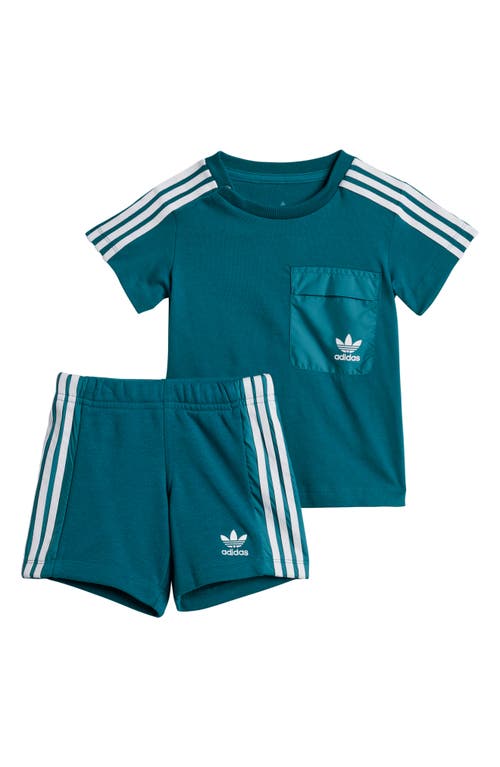 Shop Adidas Originals Adidas Adicolor Newness Pocket T-shirt & Shorts Set In Legacy Teal