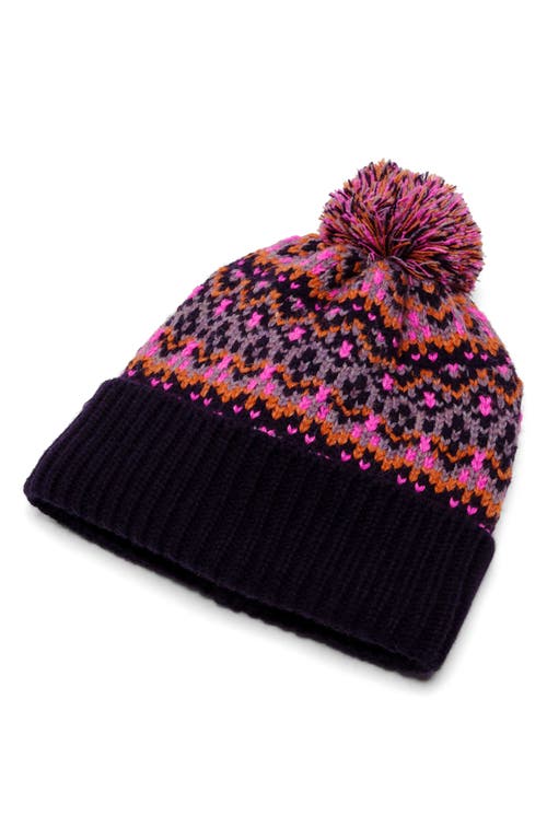 Shop Free People First Frost Fair Isle Beanie In Navy