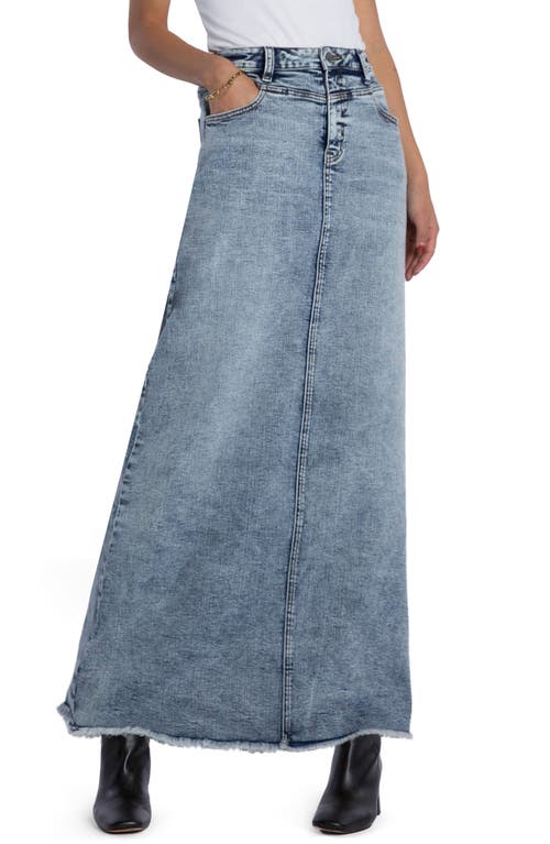 The Lowdown Denim Maxi Skirt in Stone Blue