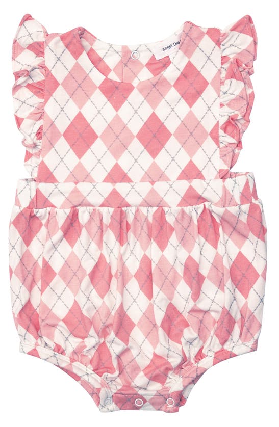 Angel Dear Babies' Argyle Ruffle Romper In Pink