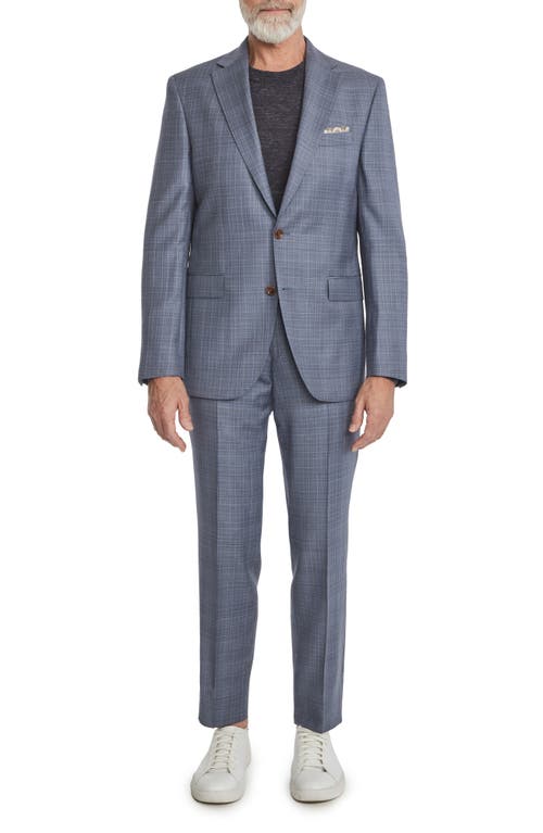 Esprit Contemporary Fit Plaid Wool Suit in Mid Blue