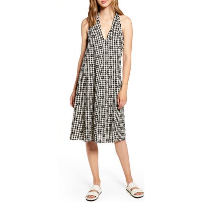 Lou & Grey Floral Clip Plaid Dress, Black