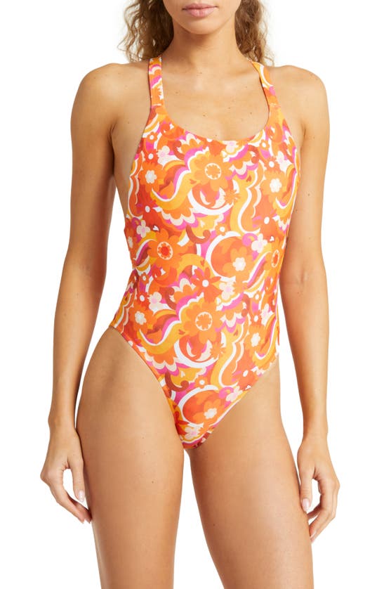 Kulani Kinis Crisscross Strap One-piece Swimsuit In Magnetic Marmalade