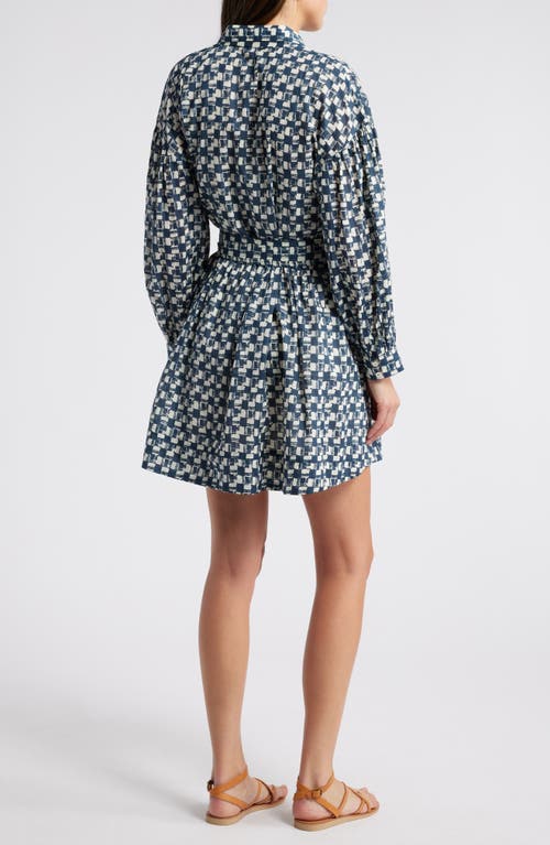 Shop Cleobella Collette Long Sleeve Organic Cotton Mini Shirtdress In Biarritz