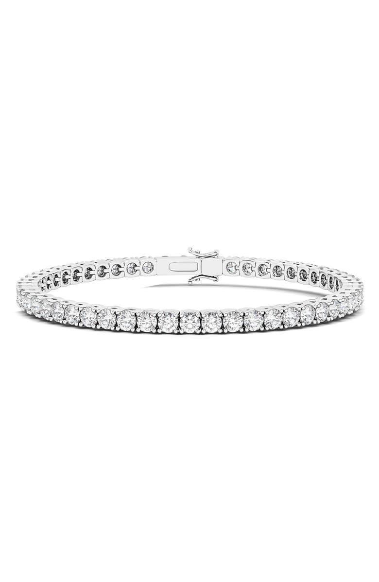 HauteCarat Round Cut Lab Grown Diamond Tennis Bracelet, Main, color, White Gold
