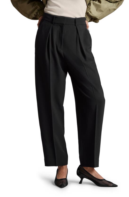 & Other Stories Pleated Tapered Leg Pants In Black Dark