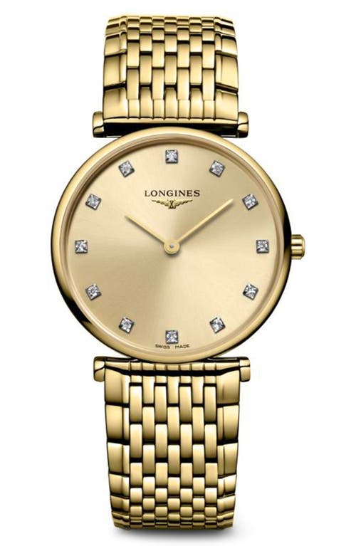 Shop Longines La Grande Classique Diamond Bracelet Watch, 29mm In Gold