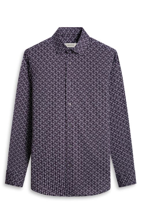 Bugatchi James Ooohcotton® Champagne Print Button-up Shirt In Black