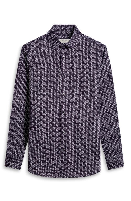 Shop Bugatchi James Ooohcotton® Champagne Print Button-up Shirt In Black