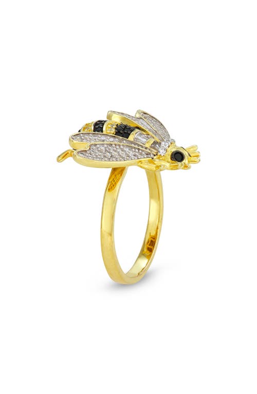 Fzn Cubic Zirconia Bee Ring In Yellow Gold