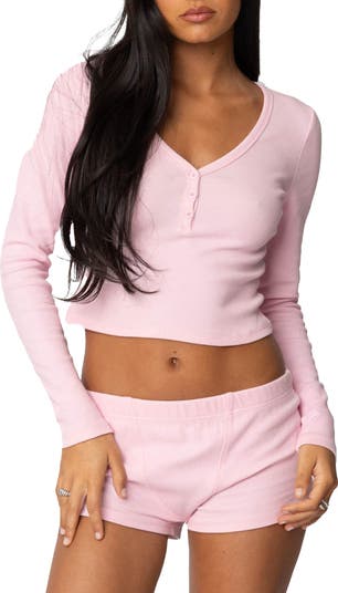 EDIKTED Rebekah Rib Henley | Nordstrom