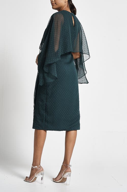 Shop Frock And Frill Cape Sleeve Embellished Midi Gown In Green