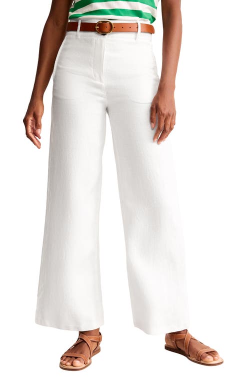 Westbourne Wide Leg Linen Trousers in White