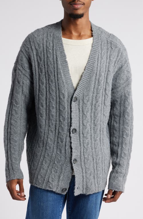 Shop Bp. Oversize Cable Stitch Cardigan In Grey Dark Heather